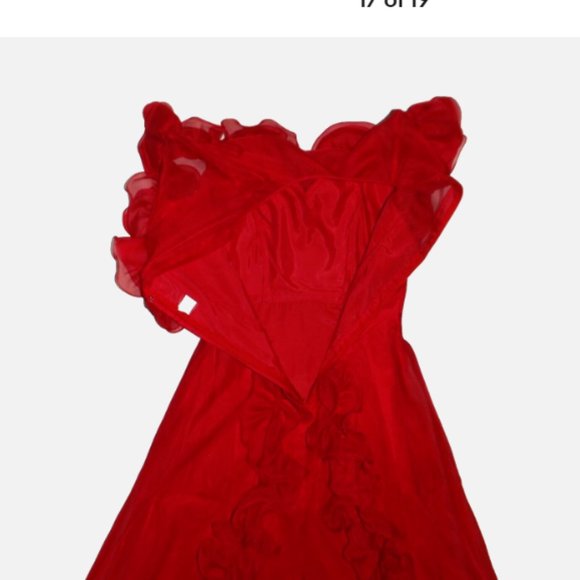 Vintage Red Maxi Dress Southern Bell Sheer Illusion Swiss Sheer Ruffles Size 8 - Picture 14 of 15